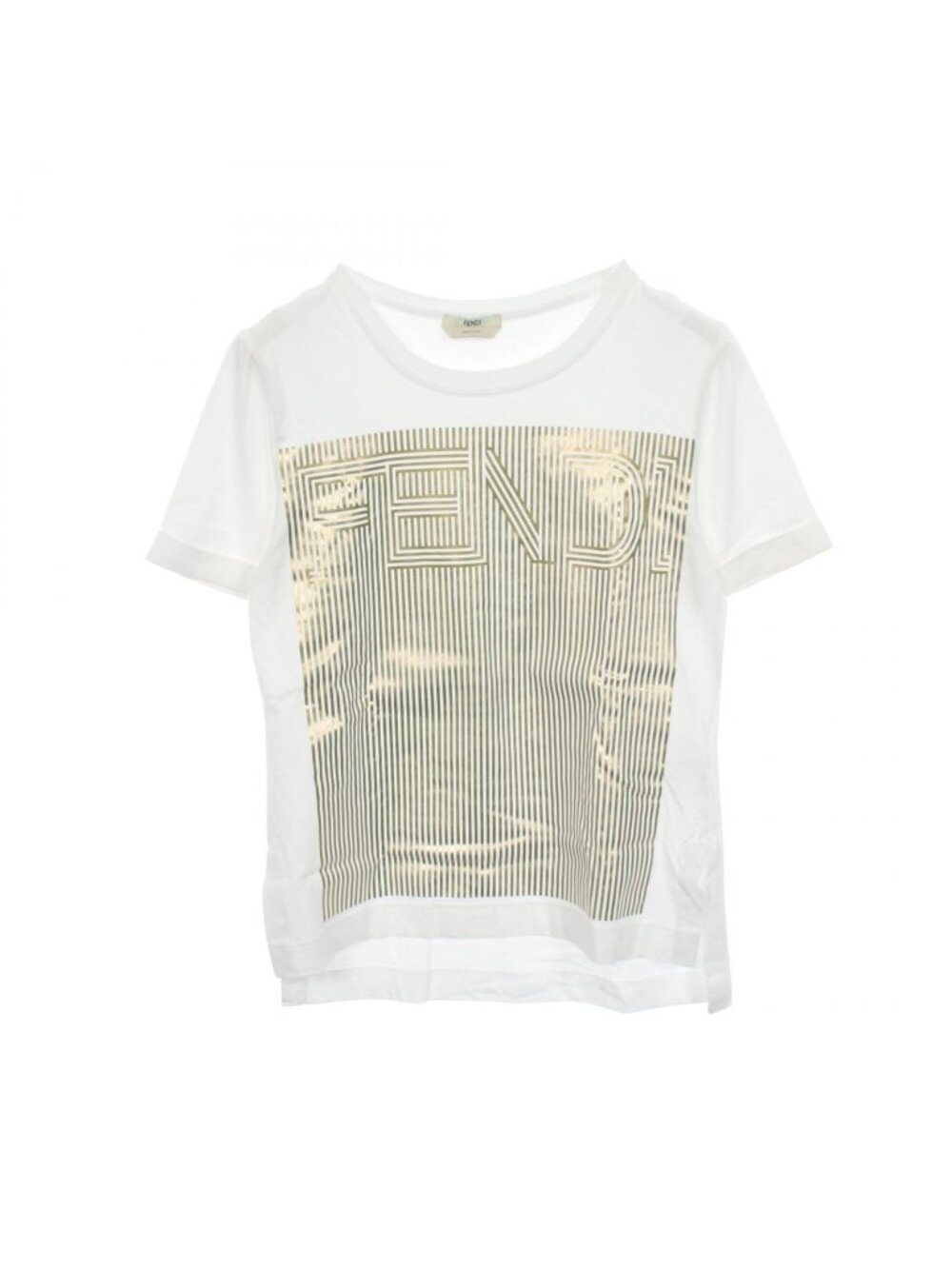Fendi Short Sleeve T-Shirt Logo Print White Navy Cotton